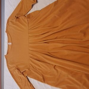 Zenana Outfitters Pleated Empire-Waist Long Sleeve Dress With Pockets 2X